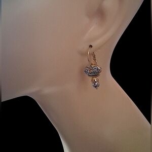Gold Tone Drop Earrings with Clear Crystals - Women Jewelry
